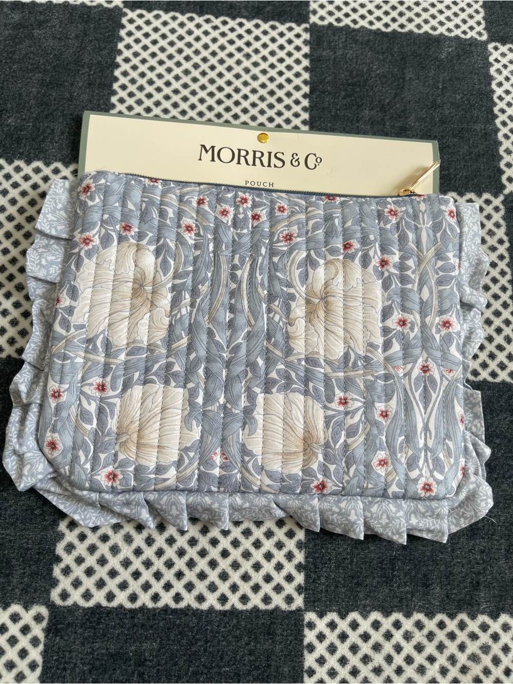 Morris & Co. Blue Floral Quilted Cosmetic Pouch